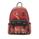 Red backpack with Disney design on a white background