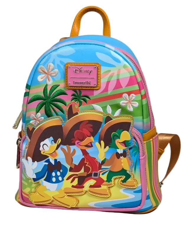 The Three Caballeros Donald, Panchito & José Beach Scene Mini Backpack Exclusive Loungefly