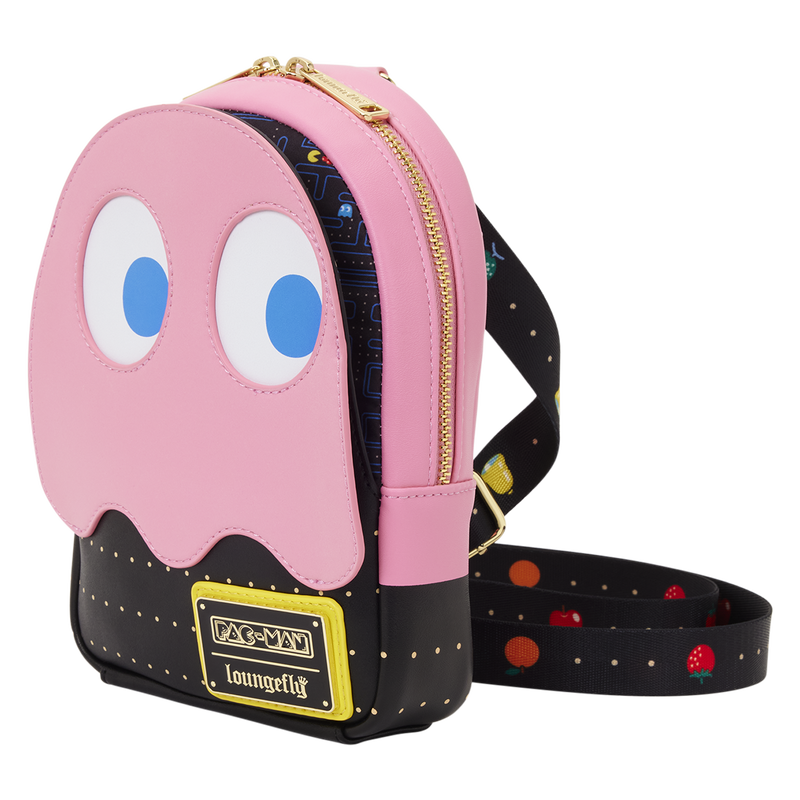 Loungefly Pac-Man Pinky Ghost Glow-in-the-Dark Sling Crossbody Bag