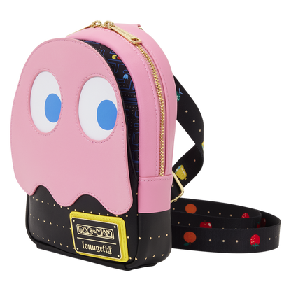 Loungefly Pac-Man Pinky Ghost Glow-in-the-Dark Sling Crossbody Bag
