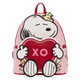 Peanuts Snoopy Valentine’s Day mini backpack by Loungefly featuring Snoopy hugging a heart with Woodstock