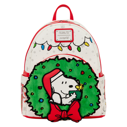 Loungefly Peanuts Snoopy & Woodstock Holiday Plush Wreath Mini Backpack