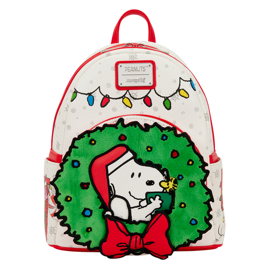 Loungefly Peanuts Snoopy & Woodstock Holiday Plush Wreath Mini Backpack