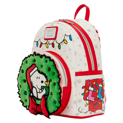 Loungefly Peanuts Snoopy & Woodstock Holiday Plush Wreath Mini Backpack