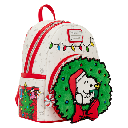 Loungefly Peanuts Snoopy & Woodstock Holiday Plush Wreath Mini Backpack