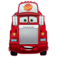Red Mack truck-shaped backpack with cartoon face on a white background, featuring the Rust-eze logo.