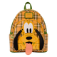Pluto-themed backpack with plaid pattern on a white background