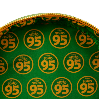 Green pouch with 'Pluto 95' pattern on a white background