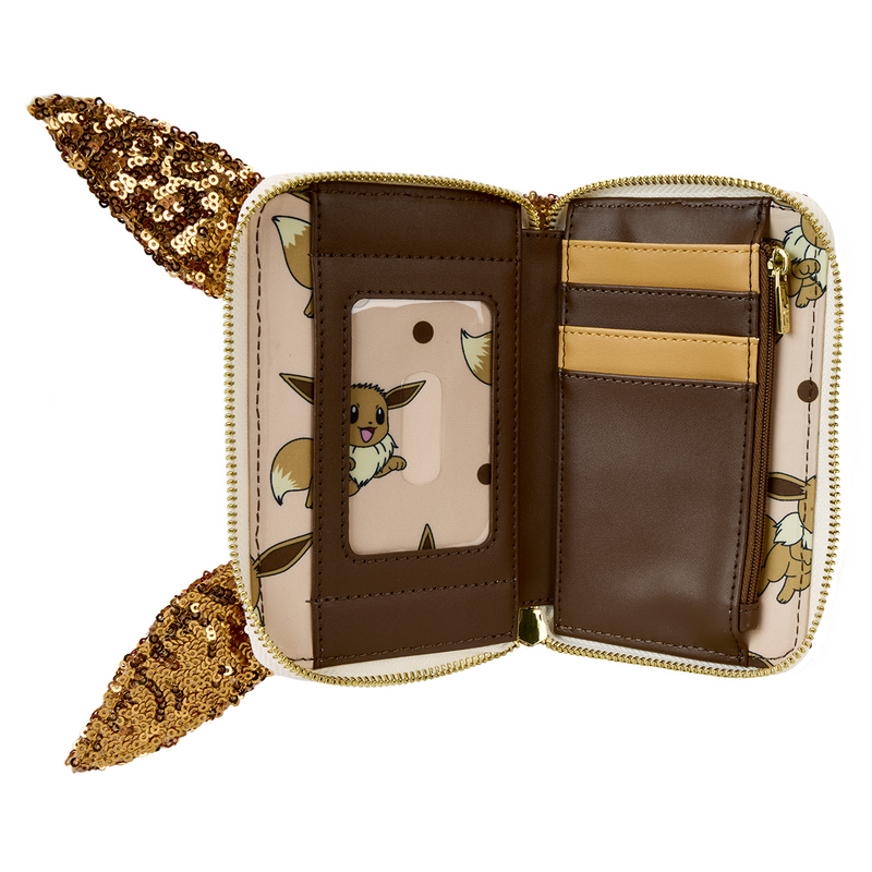 Open wallet with gold interior and decorative elements on a white background