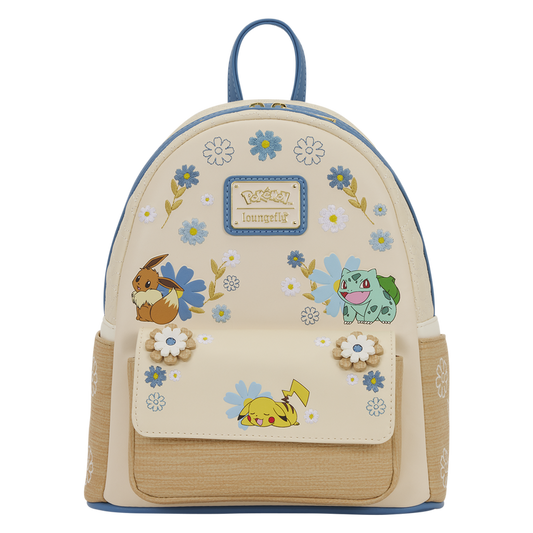 Loungefly Pokemon Floral Mini Backpack - Pikachu, Eevee & Bulbasaur