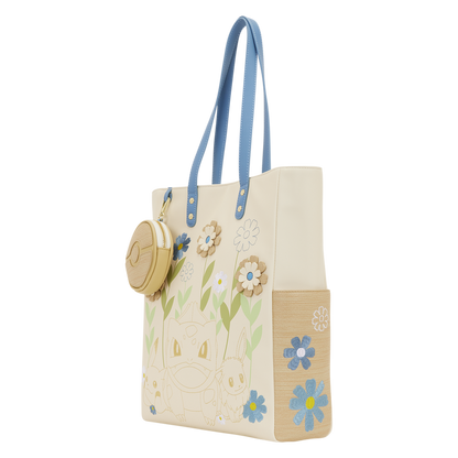 Loungefly Pokemon Floral Tote Bag with Poke Ball Coin Bag - Pikachu & Eevee