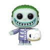 Funko Pop! vinyl figure of the Joker from The Dark Knight, featuring green hair, a pale face with a wide grin, a purple robe with white bone details, and holding a white skull.
