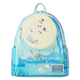 Backpack with fairy tale design featuring characters and landscape.