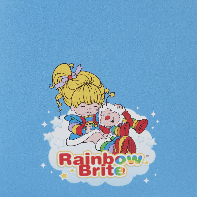 Cartoon characters from 'Rainbow Brite' on a blue background with the show's logo.