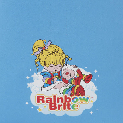 Cartoon characters from 'Rainbow Brite' on a blue background with the show's logo.
