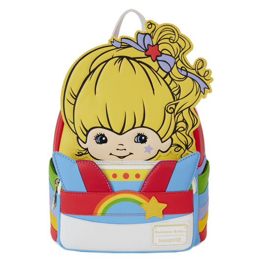 Colorful backpack with a cartoon character on a white background