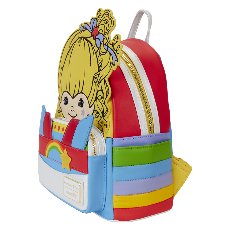 Colorful backpack with character design on a white background