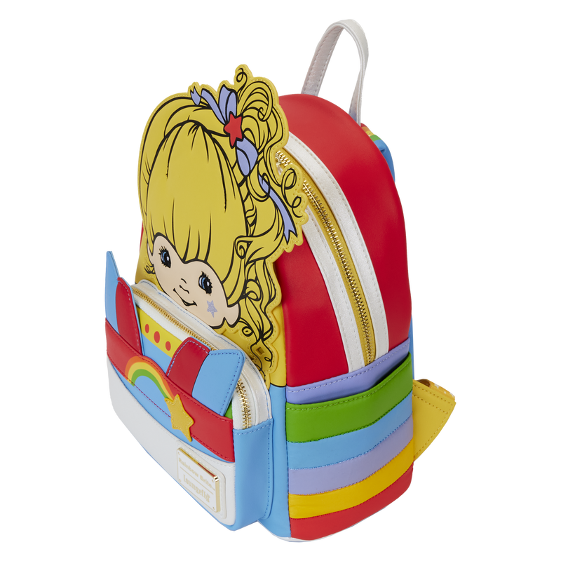 Colorful backpack with cartoon character on a white background