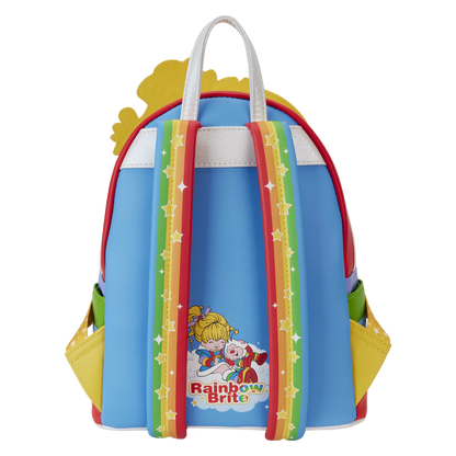 Colorful backpack with Rainbow Brite design on a white background