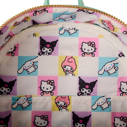 Cartoon character patterned bag with a checkered design