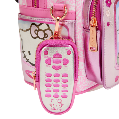 Pink remote control case with Hello Kitty design on a white background