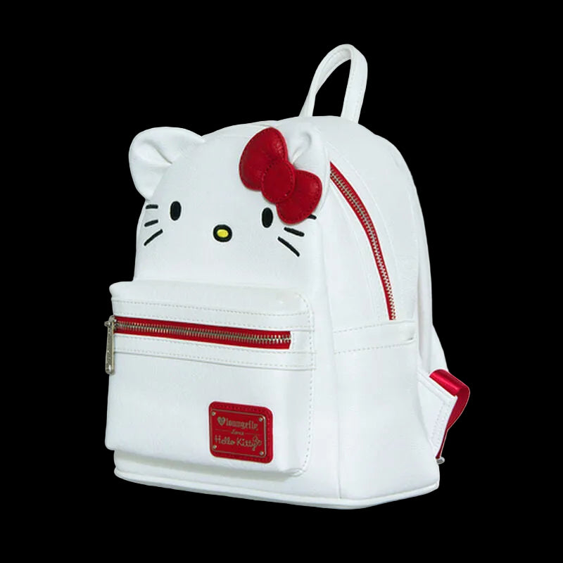 White backpack with Hello Kitty design on a white background