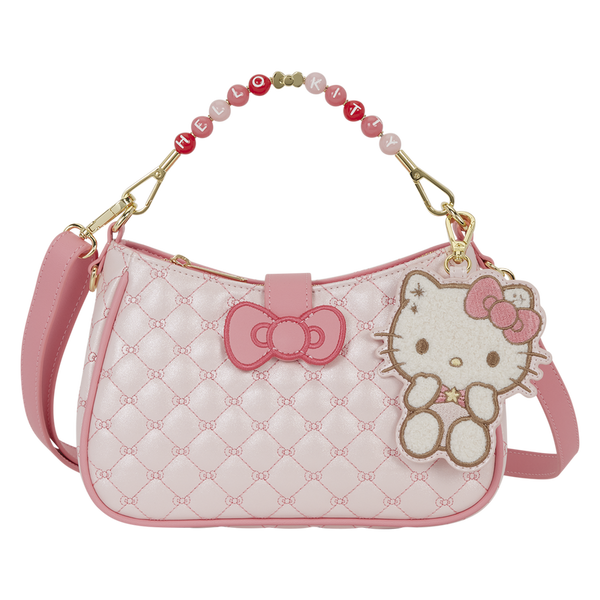 Hello Kitty Quilted Crossbody Bag with Beaded Handle & Bag Charm