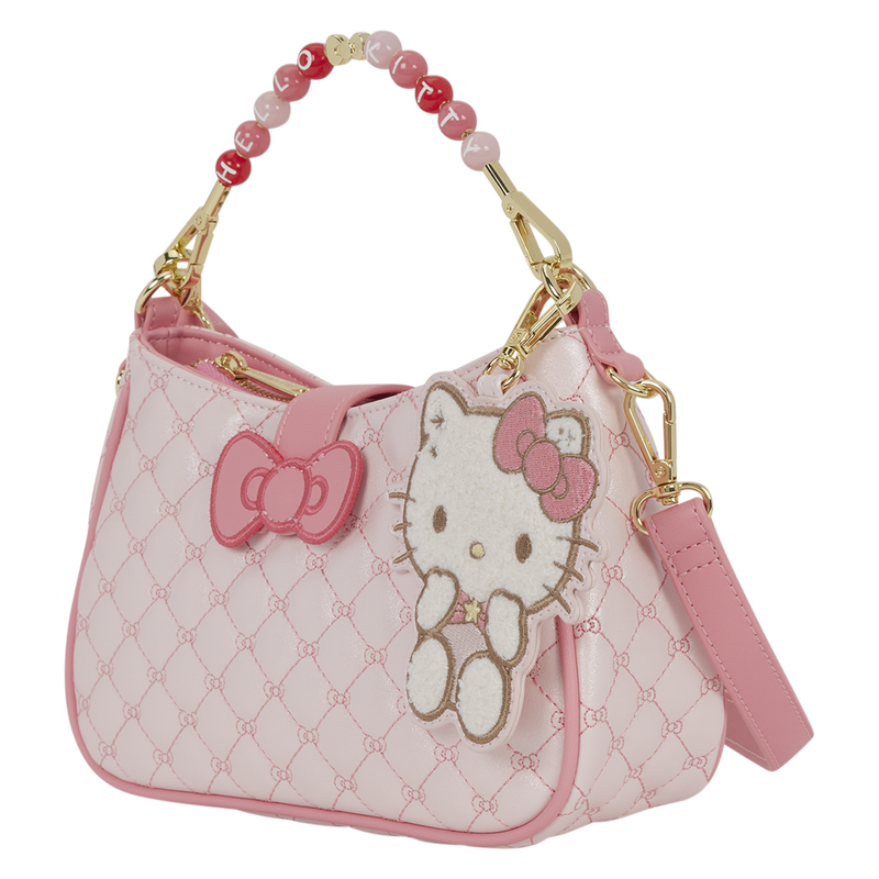Hello Kitty Quilted Crossbody Bag with Beaded Handle & Bag Charm