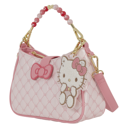 Hello Kitty Quilted Crossbody Bag with Beaded Handle & Bag Charm