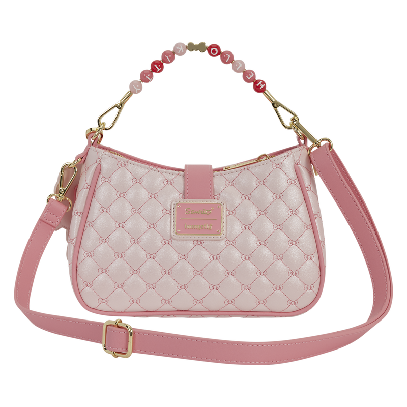 Hello Kitty Quilted Crossbody Bag with Beaded Handle & Bag Charm