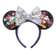 Mickey & Minnie Silver Sequin Bow Ear Headband