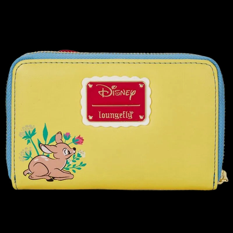 Yellow wallet with a cartoon character and Disney Loungefly logo on a white background