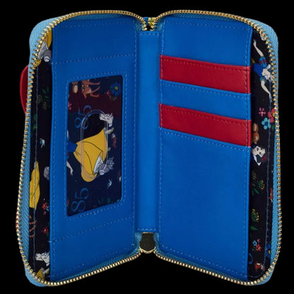 Blue wallet with character design on a white background