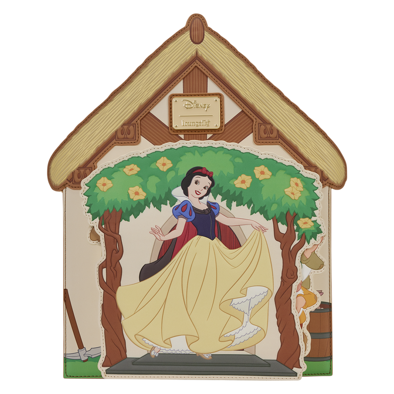Decorative plaque with Snow White and a fox in a garden setting, featuring the Disney logo.