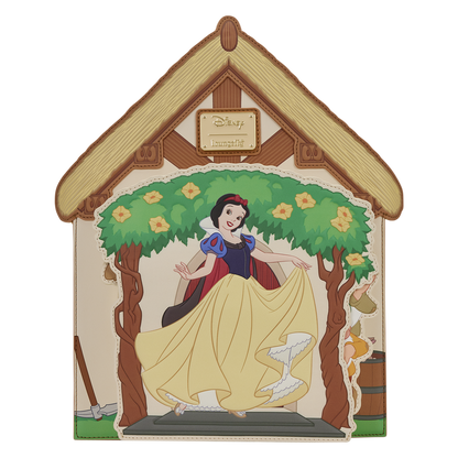 Decorative plaque with Snow White and a fox in a garden setting, featuring the Disney logo.