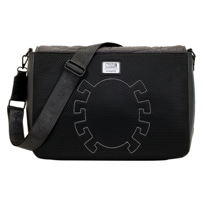 Black bag with a logo on a white background