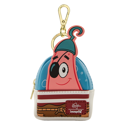 Cartoon character keychain pouch with a gold clasp on a white background