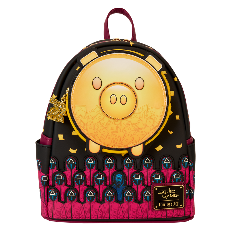 Backpack with a pig design on a white background