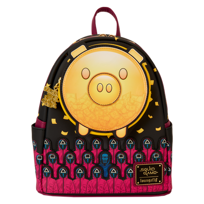 Backpack with a pig design on a white background