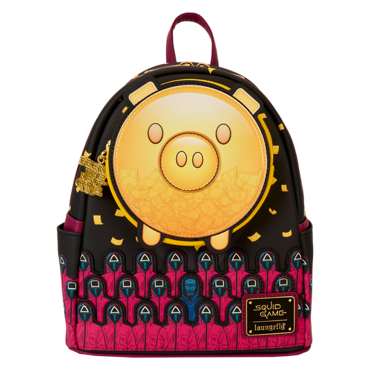 Backpack with a pig design on a white background