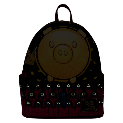 Backpack with a pig design on a white background