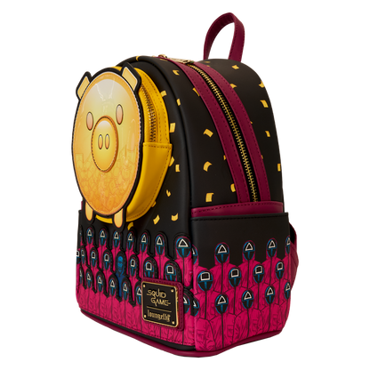 Backpack with cartoon pig design on a white background