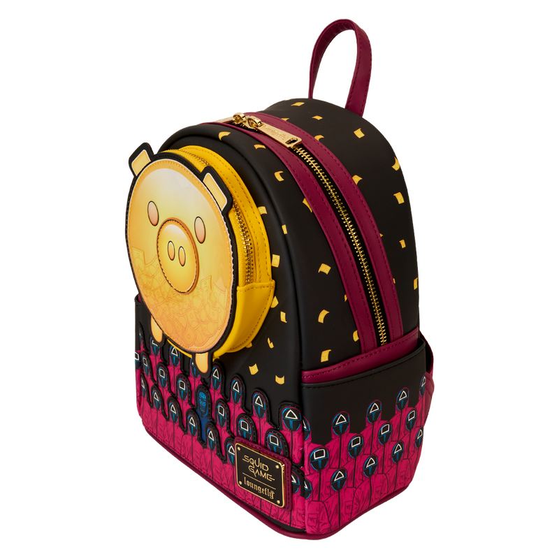 Backpack with cartoon pig design on a white background