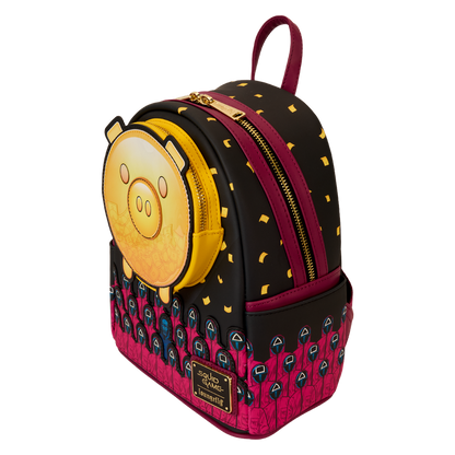Backpack with cartoon pig design on a white background