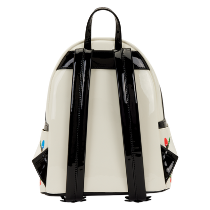 White backpack with black accents on a white background