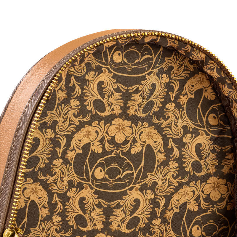 Stitch Brown Debossed Mini Backpack