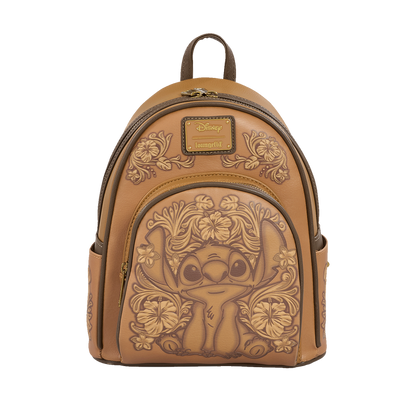 Stitch Brown Debossed Mini Backpack