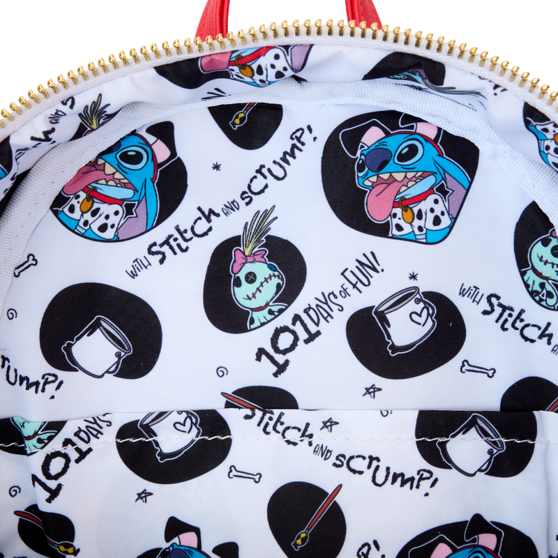 Backpack with cartoon character pattern on a white background