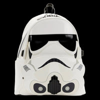 Backpack designed like a stormtrooper helmet from Star Wars on a white background