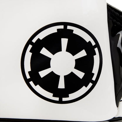 Black and white emblem on a white surface
